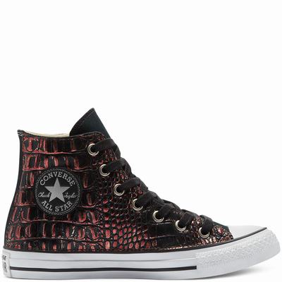 Férfi Converse Metallic Crocodile Chuck Taylor All Star Magasszárú Cipő CO7091264 Bordó Fekete